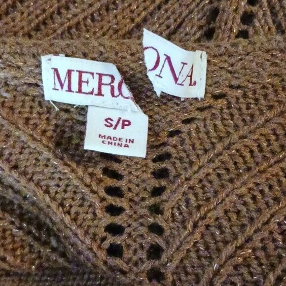 Merona Sweater Rust V Neck Knit Stretch Metallic Womens Size Small - Picture 7 of 7